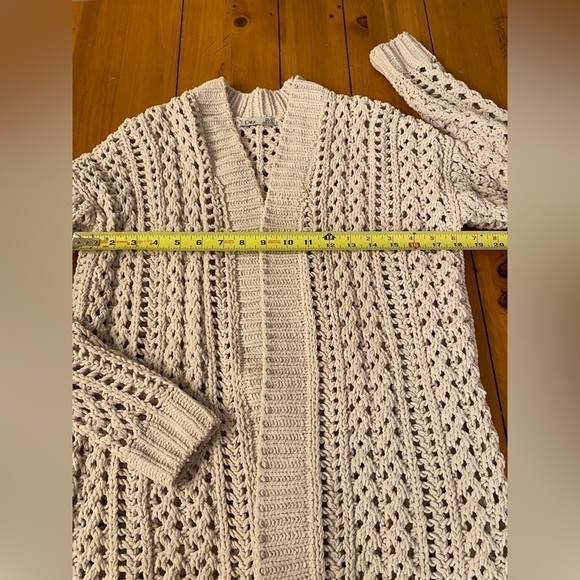 Dex Crocheted 3D Knit Cream Color Open Front Women’s Cardigan Size XS - Picture 12 of 13